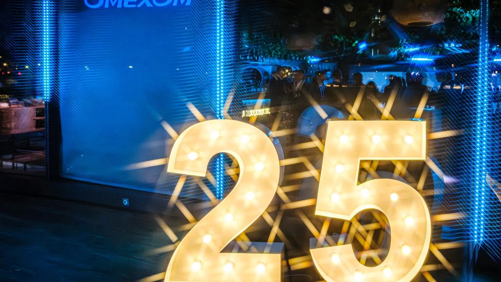 Banner celebrating 25 years of Omexom energy expertise