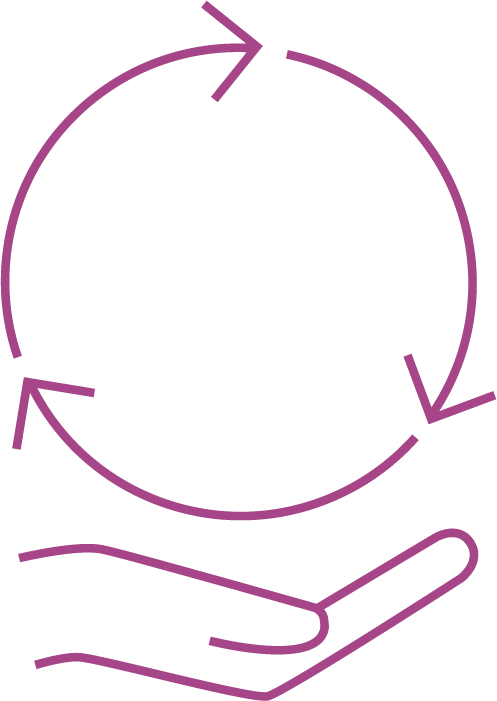 Circular economy icon representing resource efficiency, recycling, and sustainable energy systems